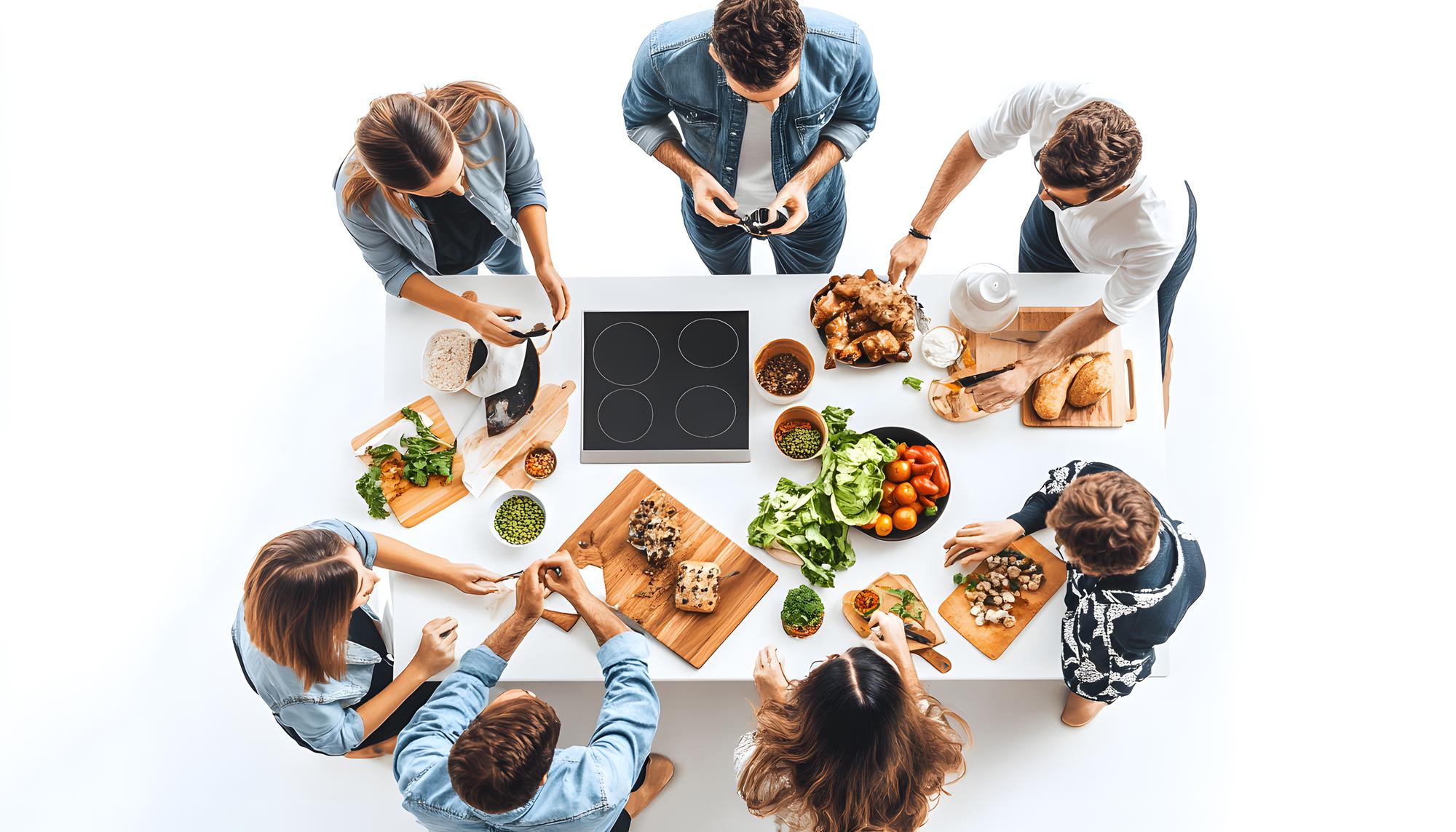 zespół podczas konsultacji menu przy stole